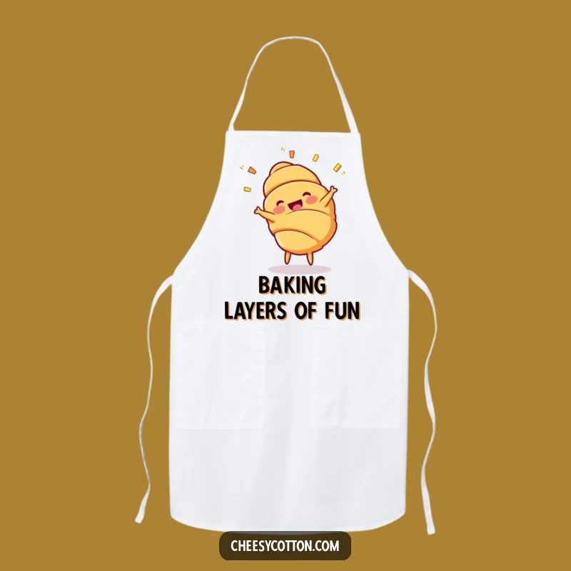 Funny Croissant Cartwheel Apron - Hilarious Kitchen Fun Gift for Bakers!