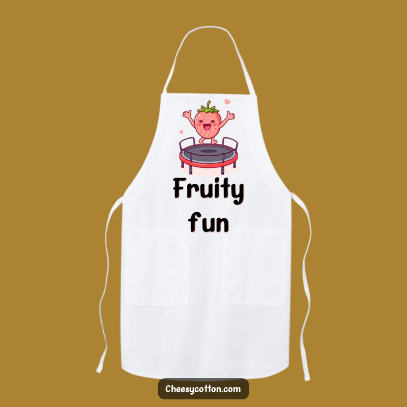 Funny Strawberry Trampoline Apron: Whimsical Chef Character for Kitchen Fun