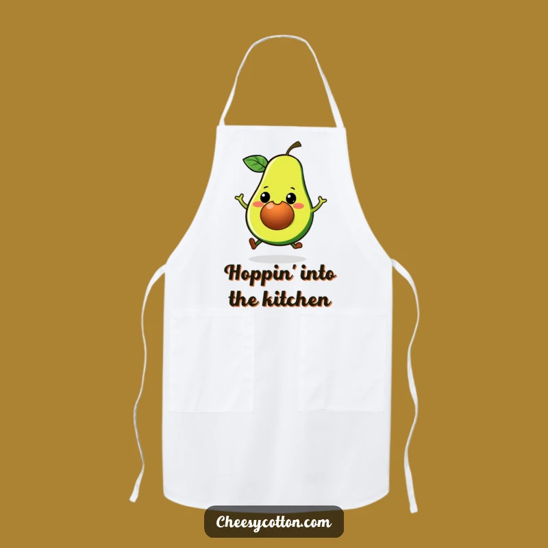 Funny Kawaii Avocado Hop Apron - Cute Veggie Chef's Bib for Kitchen Fun
