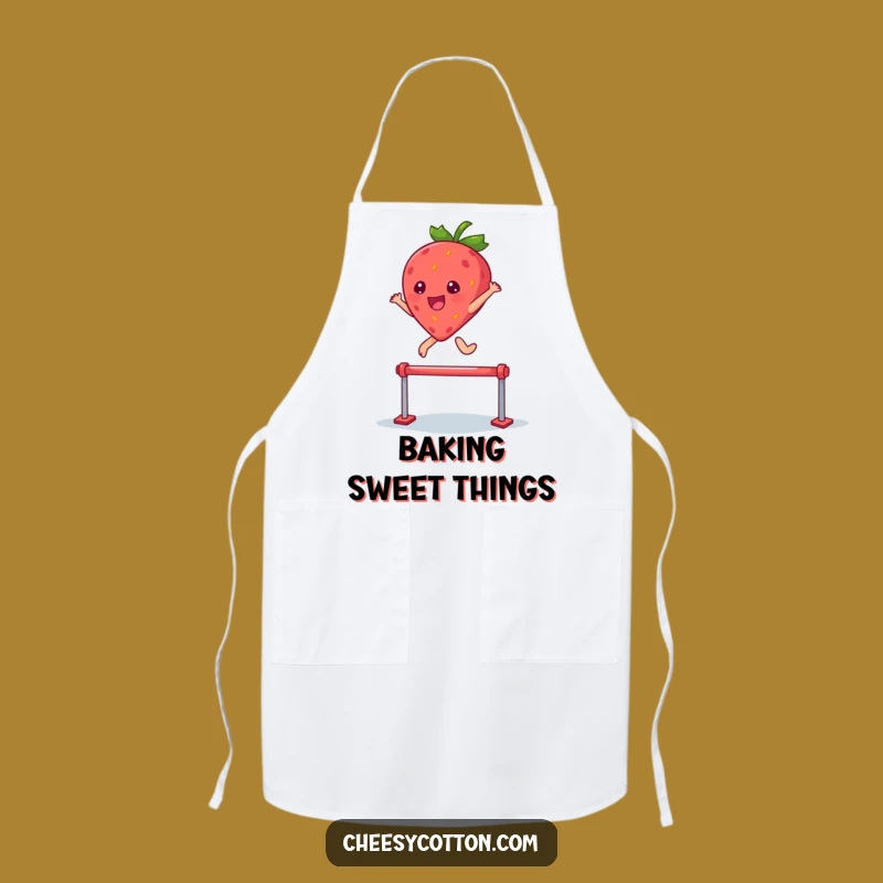 Funny Strawberry Apron: Kawaii Chef's Leap, Kitchen Fun & Hilarious Gift