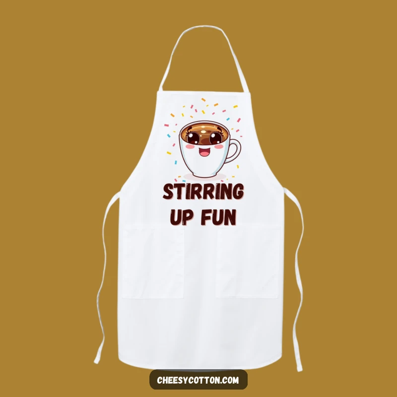 Funny Kawaii Coffee Cup Cheering Apron: Serve Cheerfully, Perfect Chef Funny Gift