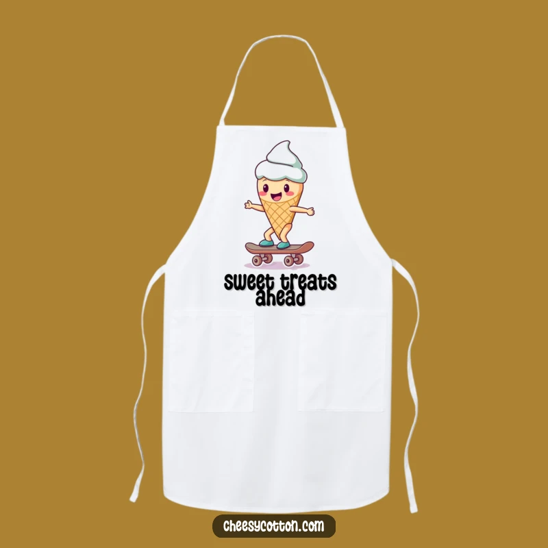 Funny Ice Cream Skateboard Apron: Kitchen Coolness with a Sweet Character