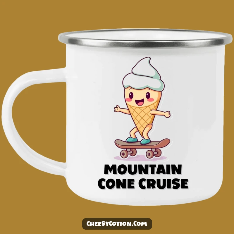 Funny Ice Cream Skateboard Camping Mug: Outdoor Coolness with a Sweet Character