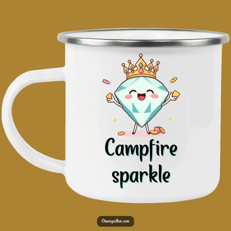 Funny Joyful Diamond Crown Camping Mug: Your Hilarious Companion for Glamorous Adventures