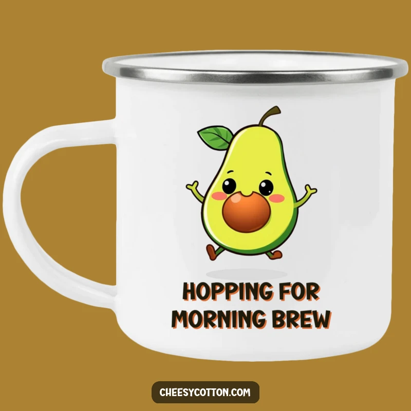 Funny Kawaii Avocado Hop Camping Mug - Durable Veggie Drinkware for Outdoor Fun