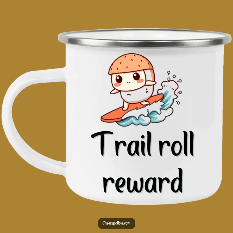 Funny Kawaii Sushi Camping Mug: Waves & Wonton Soup, Perfect Funny Gift For Campers