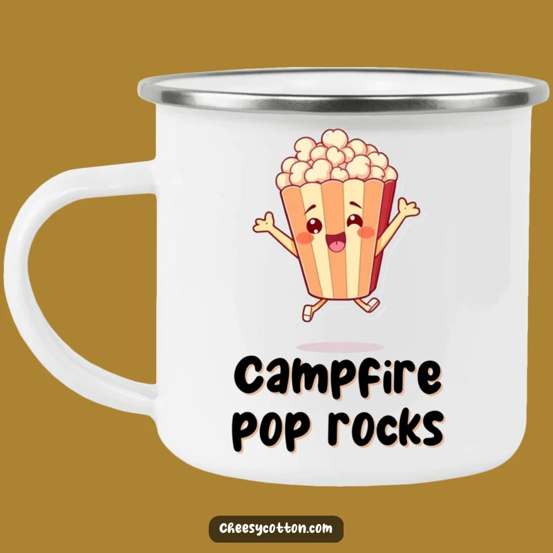 Funny Popcorn Leap Camping Mug - Adventure Fuel with Movie Cheer