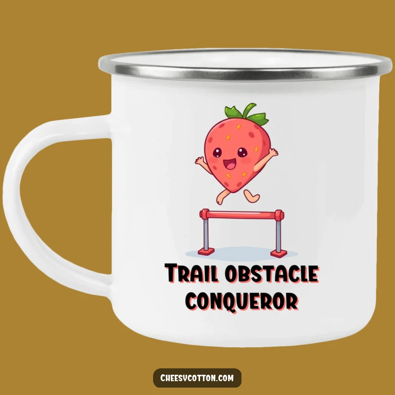 Funny Strawberry Camping Mug: Kawaii Trail Leap, Outdoor Motivation Gift