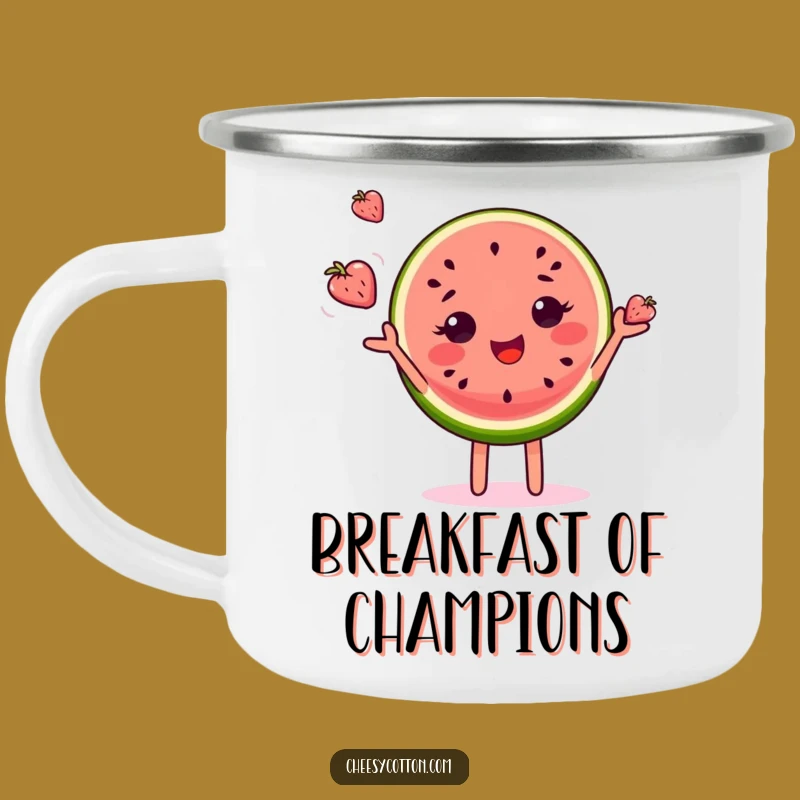 Funny Watermelon Juggling Camping Mug - Adventure Fuel with Fruit Fun