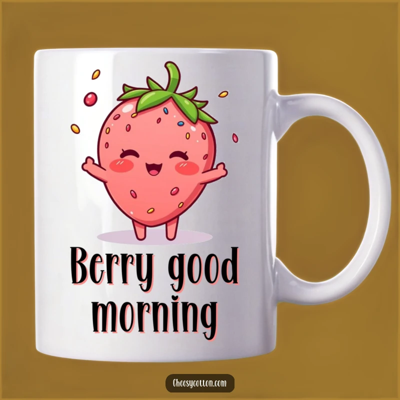 Funny Strawberry Sprinkle Mug - Adorable Fruit Character Gift for Sweet Mornings!
