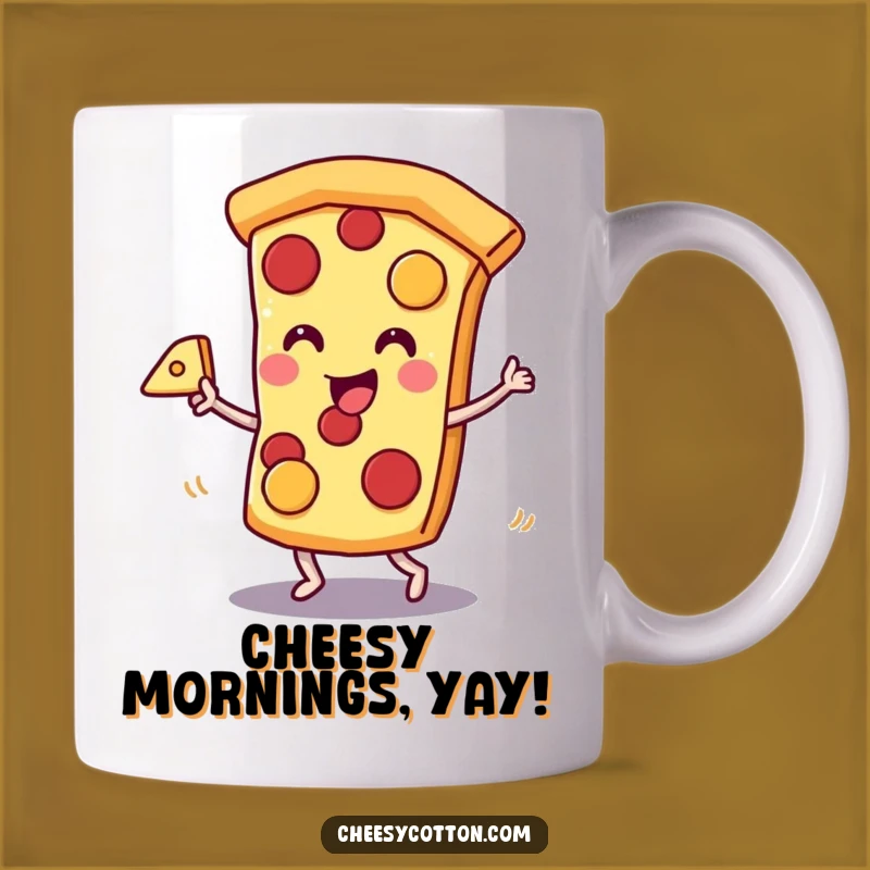 Funny Pizza Dance Mug: Kawaii Slice Joyful Cheese Lover Gift