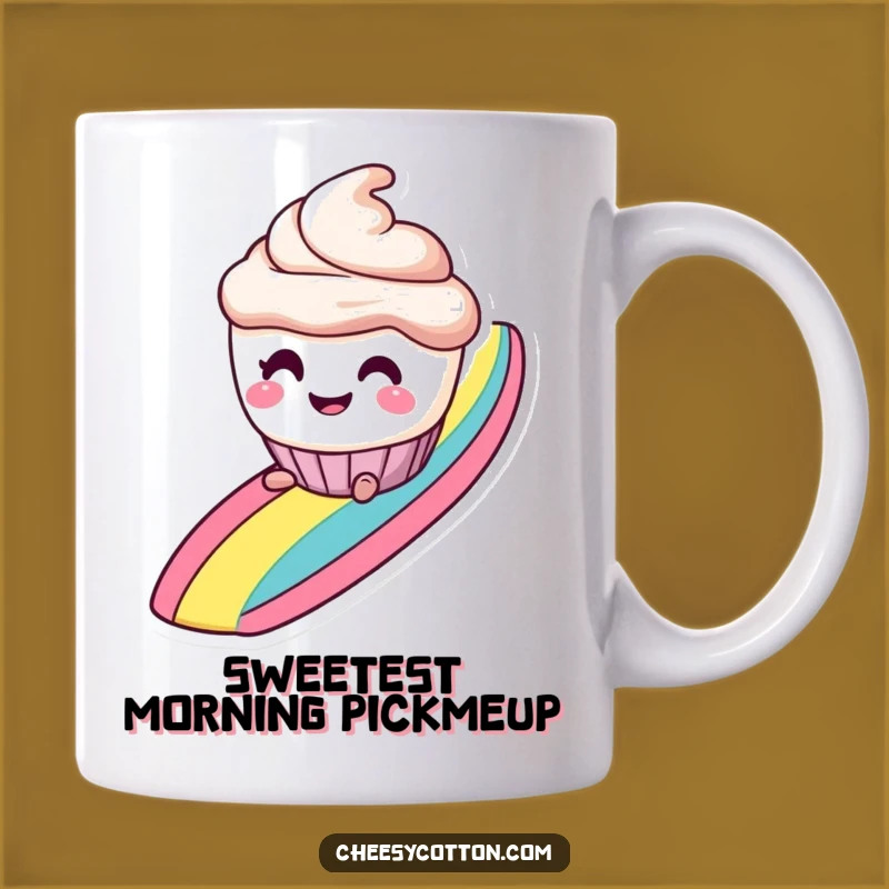 Funny Cupcake Rainbow Mug, Mischievous Slide - Sweet Funny Gift