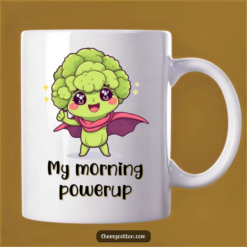 Funny Kawaii Broccoli Superhero Mug - Heroic Veggie Gift for Sparkling Super Fans