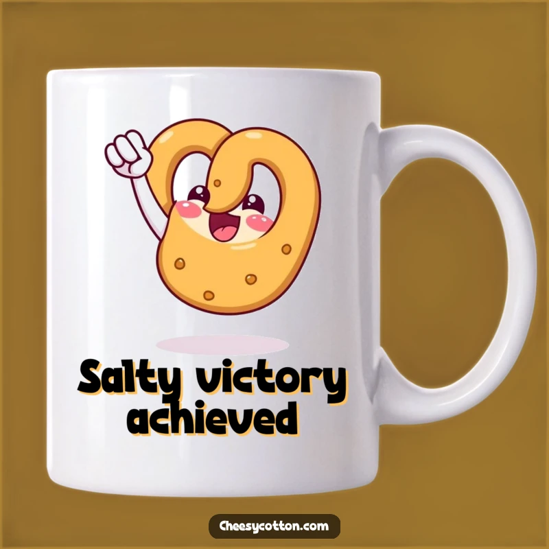 Funny Pretzel Fist Pump Mug: Cheerful Victory, Perfect Snack Gift