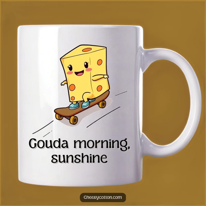 Funny Cheese Skater Mug Extreme Shredding Action Perfect Gift for Foodies