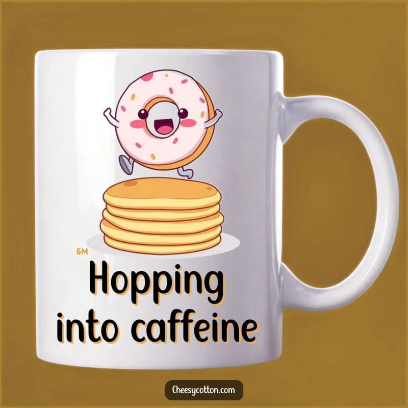 Funny Donut Pancake Leap Mug - Hilarious Breakfast Gift for Sweet Mornings!