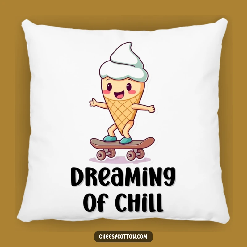 Funny Ice Cream Skateboard Pillow: Cozy Cushion with a Cool Character