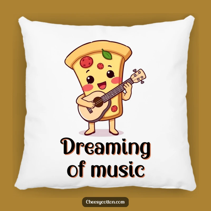 Funny Pizza Ukulele Pillow: Cozy & Cute Musical Food Character Decor