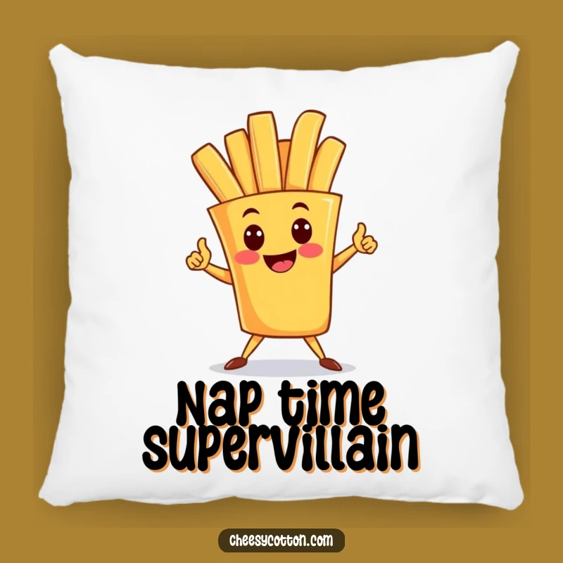 Funny French Fry Superhero Pillow: Heroic Decor for a Cozy & Bold Room