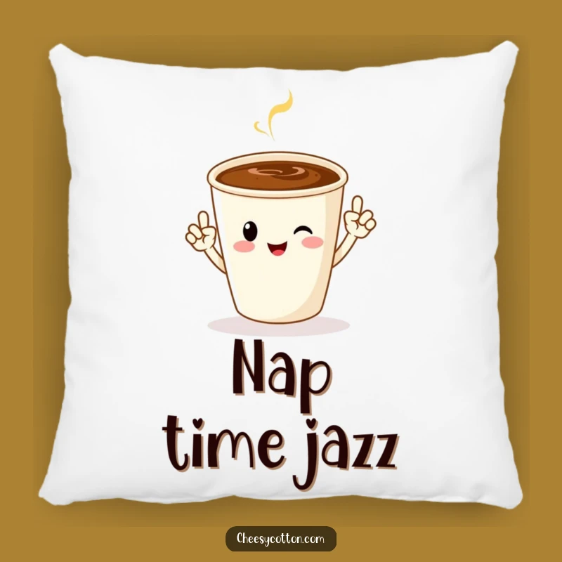 Funny Coffee Jazz Hands Pillow: Cozy & Cheerful Character Accent
