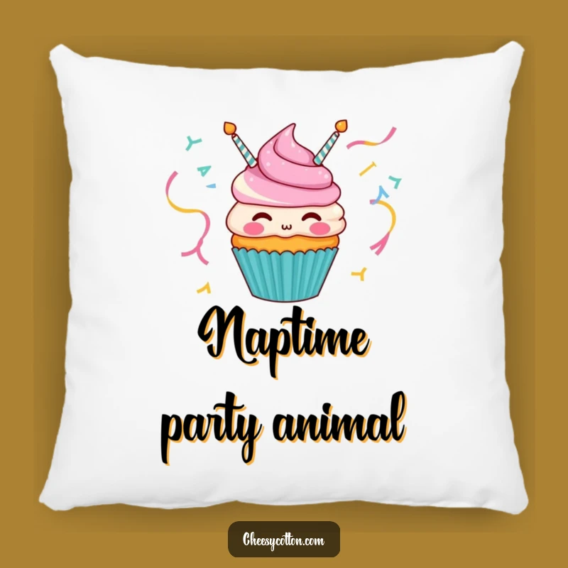 Funny Cupcake Streamer Pillow - Cozy & Cheerful Comfort Gift!