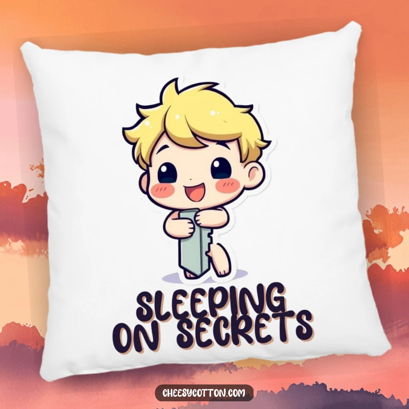 Funny pillow featuring a happy key character cheerfully turning itself, providing comfortable support and humorous appeal.