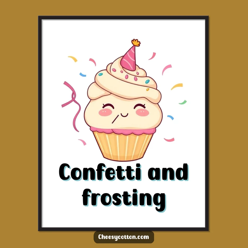 Funny Cupcake Streamers Digital Print: Instant Festive Art for Your Walls