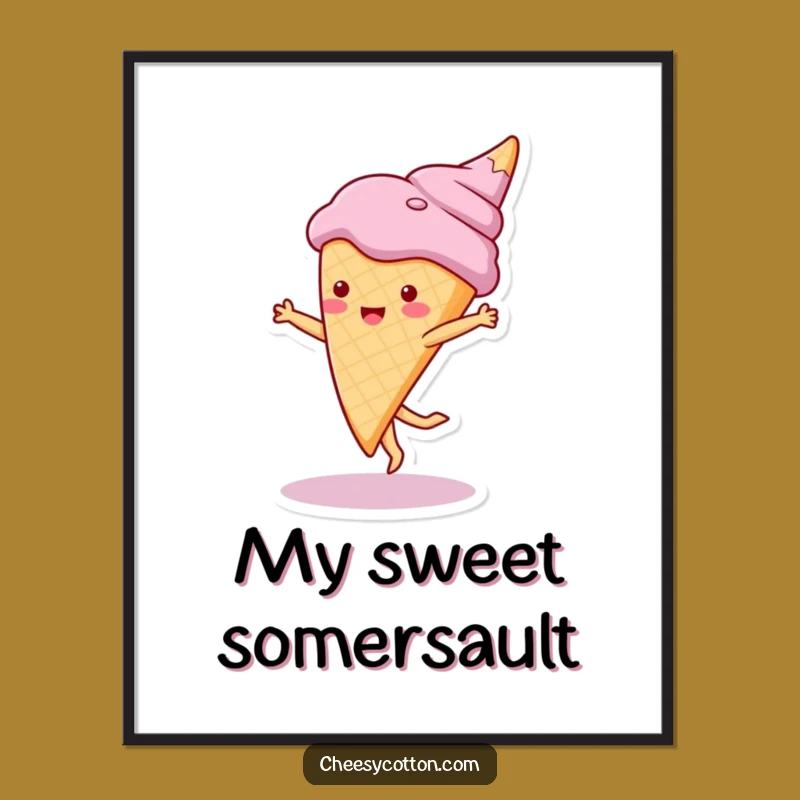 Funny Ice Cream Cartwheel Digital Print: Sweet Art for Instant Fun Decor