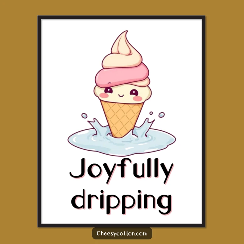 Funny Ice Cream Splash Digital Print: Add Sweet Joy to Your Walls Instantly