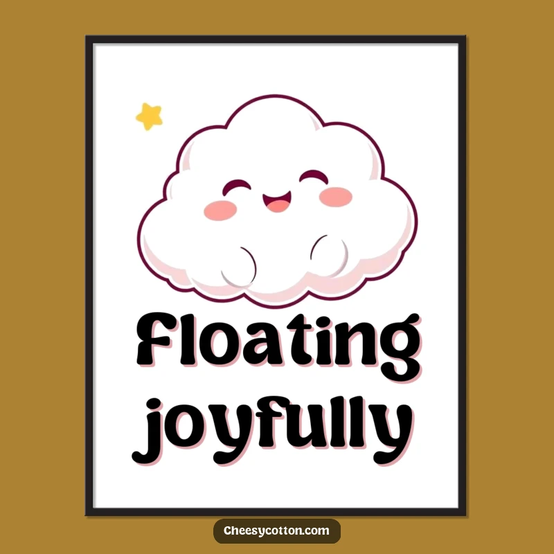 Funny Kawaii Cloud Digital Art: Instant Giggles! Floating Decor, Whimsical Funny Gift Download