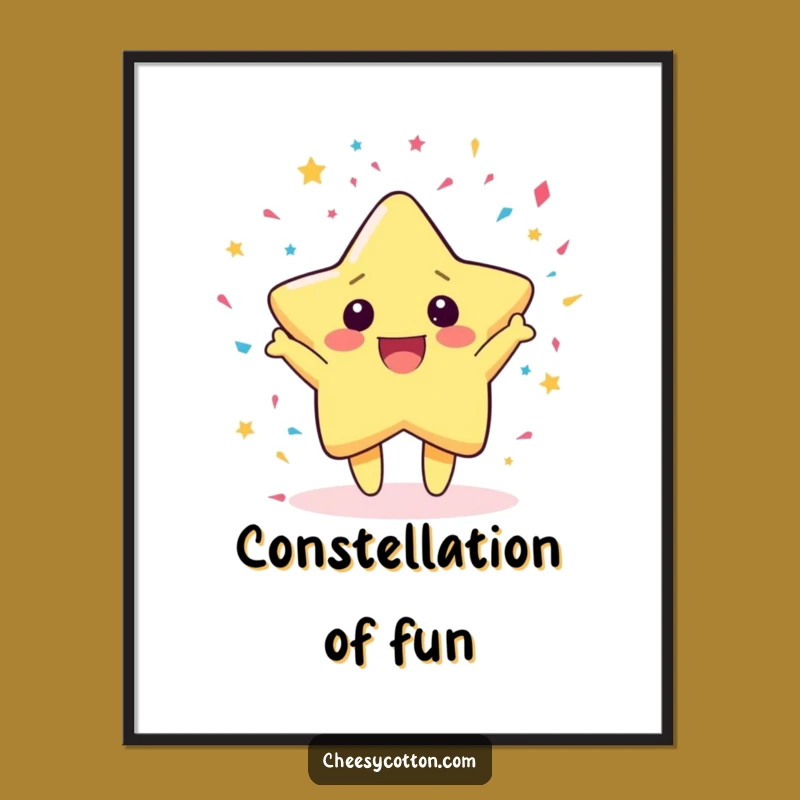 Funny Kawaii Star Confetti Digital Art: Instant Festive Decor