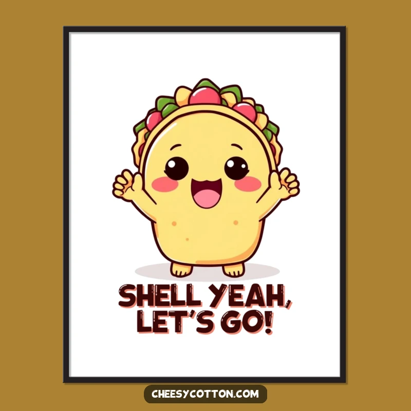 Funny Kawaii Taco Digital Art: Bring Cheerful Vibes to Your Space Instantly
