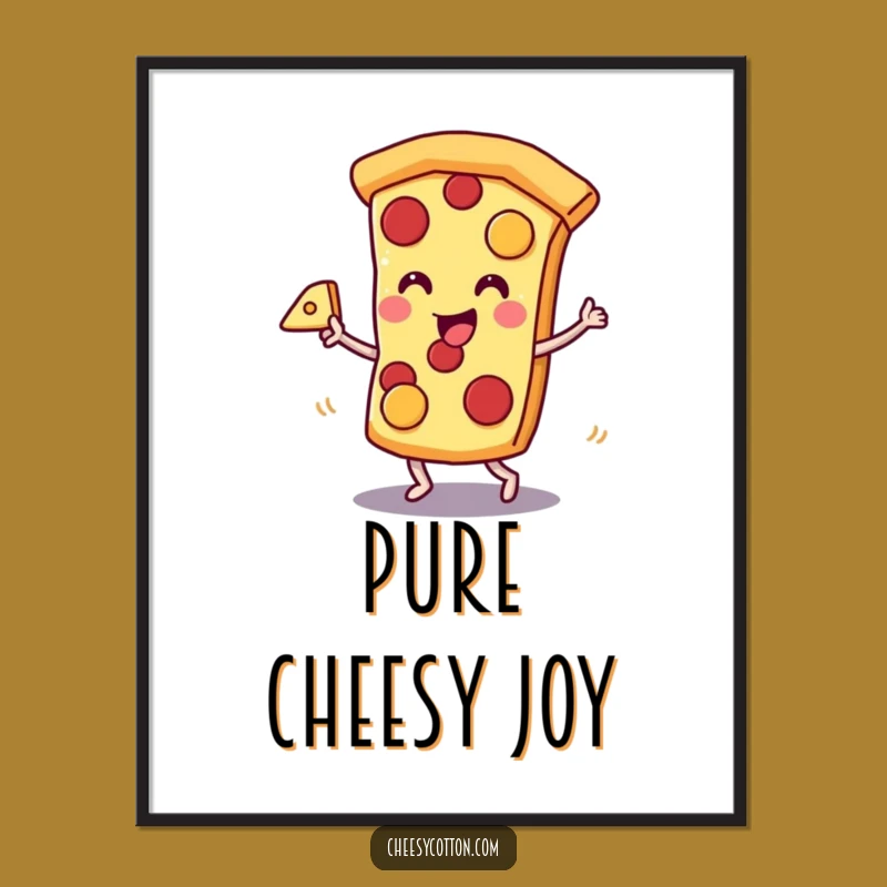 Funny Pizza Dance Digital Art: Kawaii Slice Downloadable Print, Unique Funny Gift