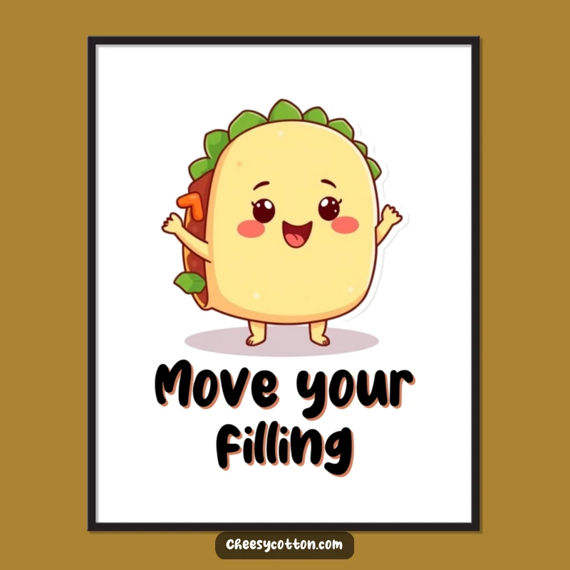 Funny Taco Dance Digital Print: Instant Hilarious Mexican Food Character Art Download