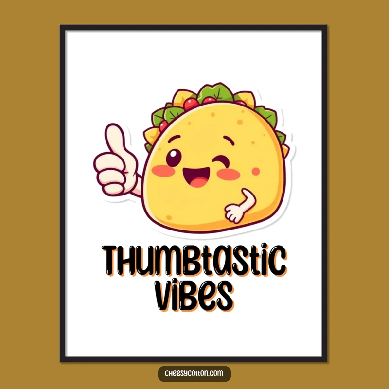 Funny Taco Thumbs Up Digital Art: High-Quality, Fiesta Character Print