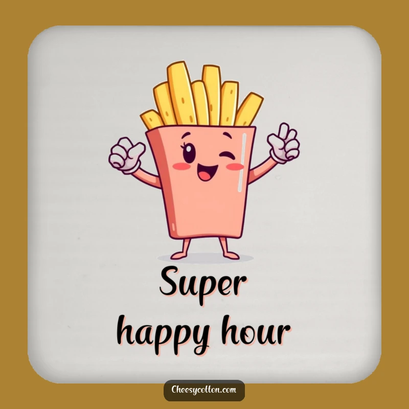 Funny French Fry Superhero Coaster: Protect Your Table with Power!