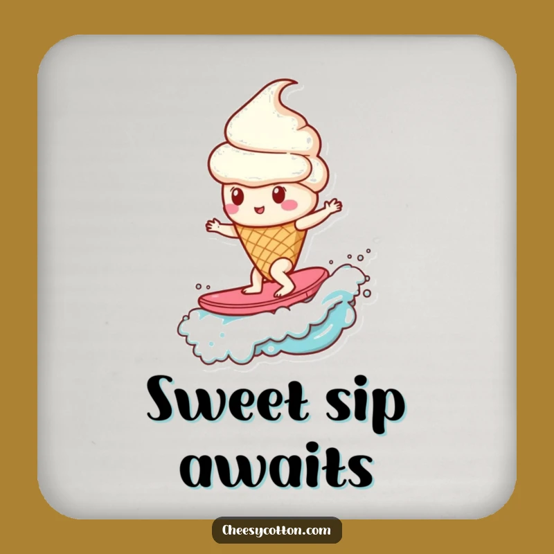 Funny Ice Cream Cone Candy Wave Drink Coaster: Protect Surfaces with Hilarious Sweet Style