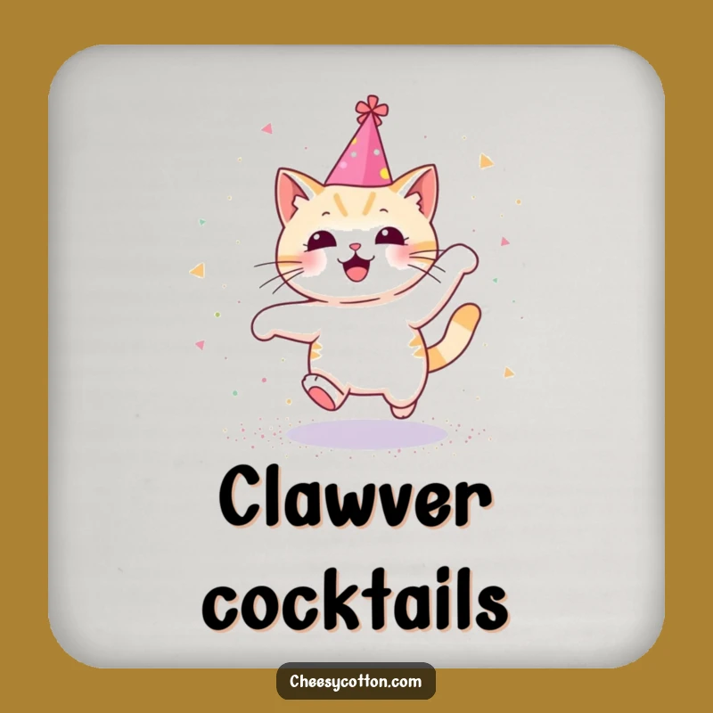 Funny Kawaii Cat Coaster, Glitter Leap - Cute Funny Gift