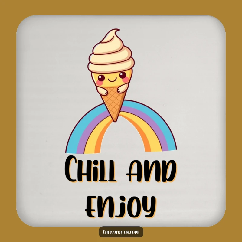 Funny Kawaii Ice Cream Coasters: Protect Surfaces With Sweetness! Rainbow Decor, Cute Funny Gift