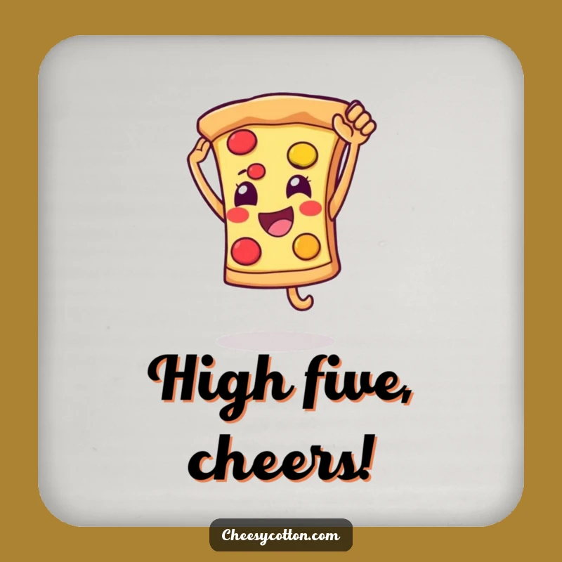 Funny Pizza High Five Coaster: Cheerful Protection for Your Drink Table