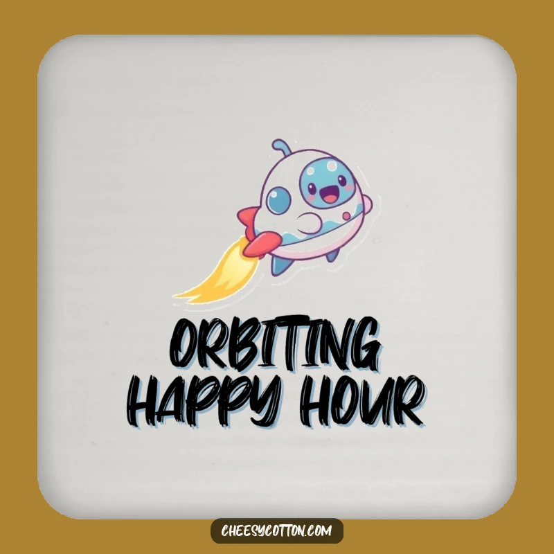 Funny Spaceship Drink Coaster: Protect Surfaces with Cosmic Charm & Giggles