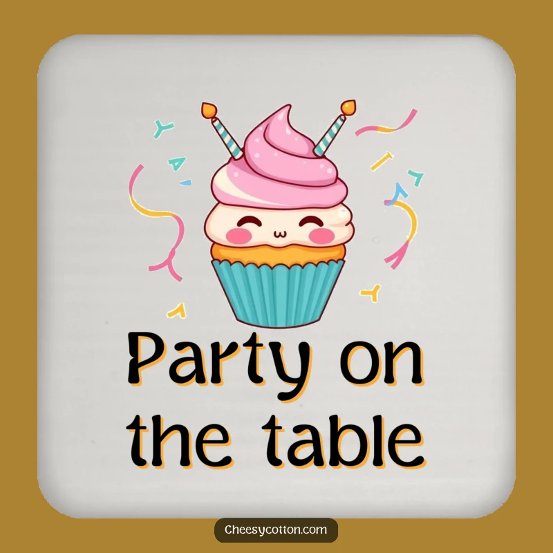 Funny Cupcake Streamer Coaster - Protect Surfaces with Joy Gift!