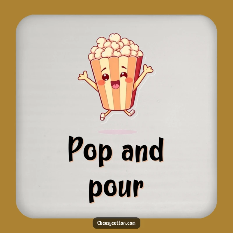 Funny Popcorn Leap Coasters - Protect Surfaces with Movie Flair