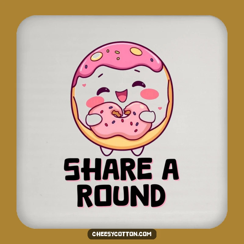 Funny Donut Sharing Coaster: Protect Surfaces with a Sweet Character