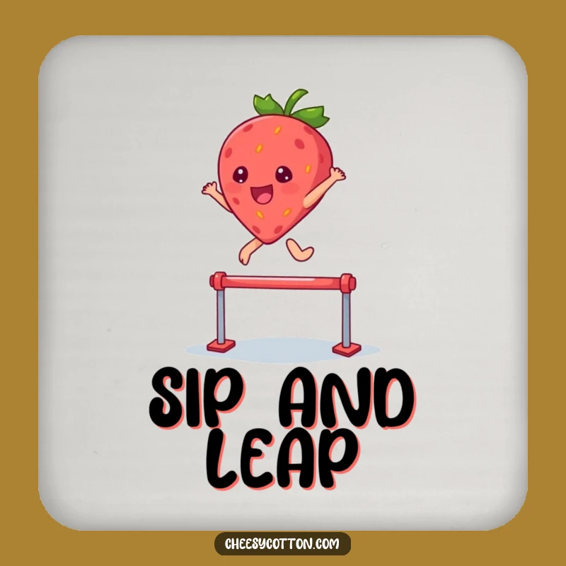 Funny Strawberry Coaster: Kawaii Leap Protection, Hilarious Drink Decor