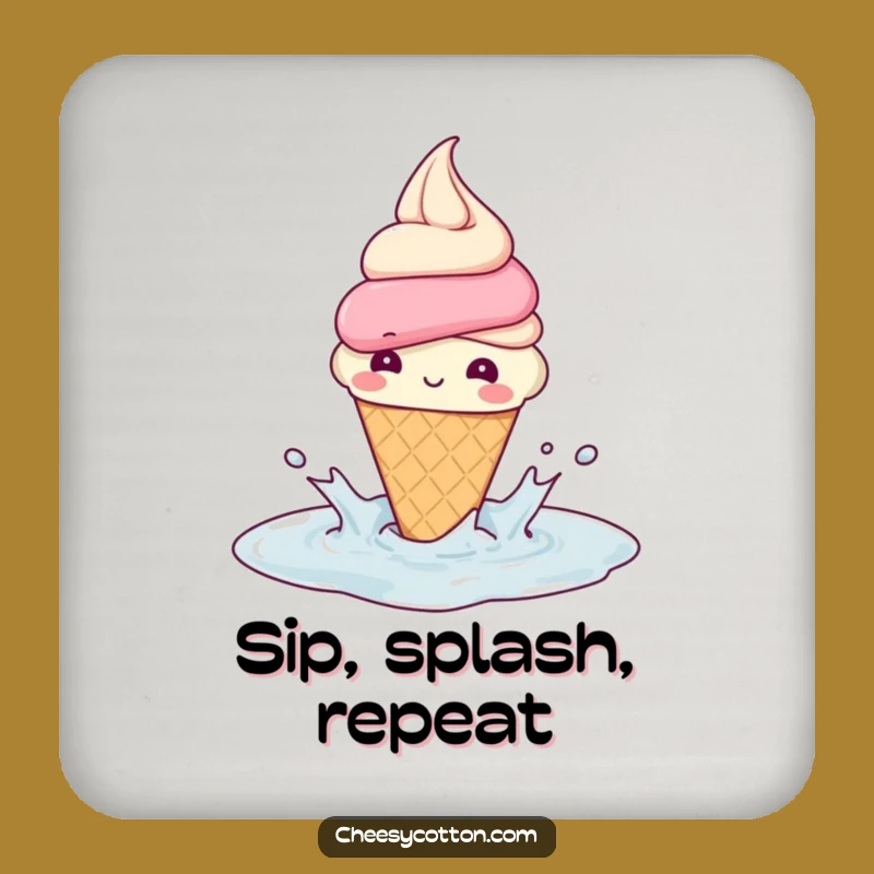Funny Ice Cream Splash Coaster Set: Protect Surfaces with Sweet Style