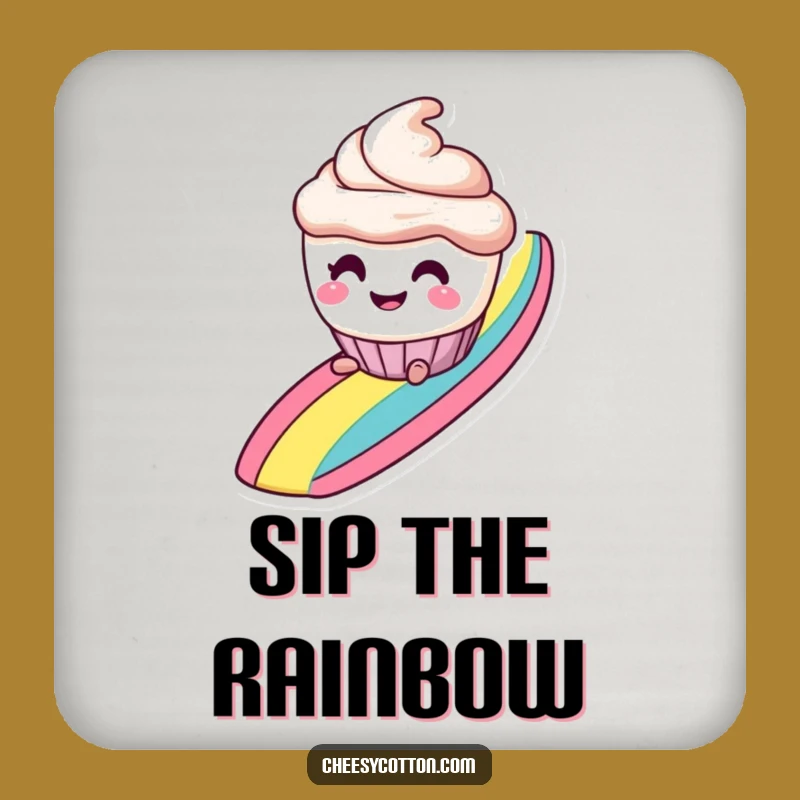 Funny Cupcake Coaster, Rainbow Slide - Sweet Funny Gift