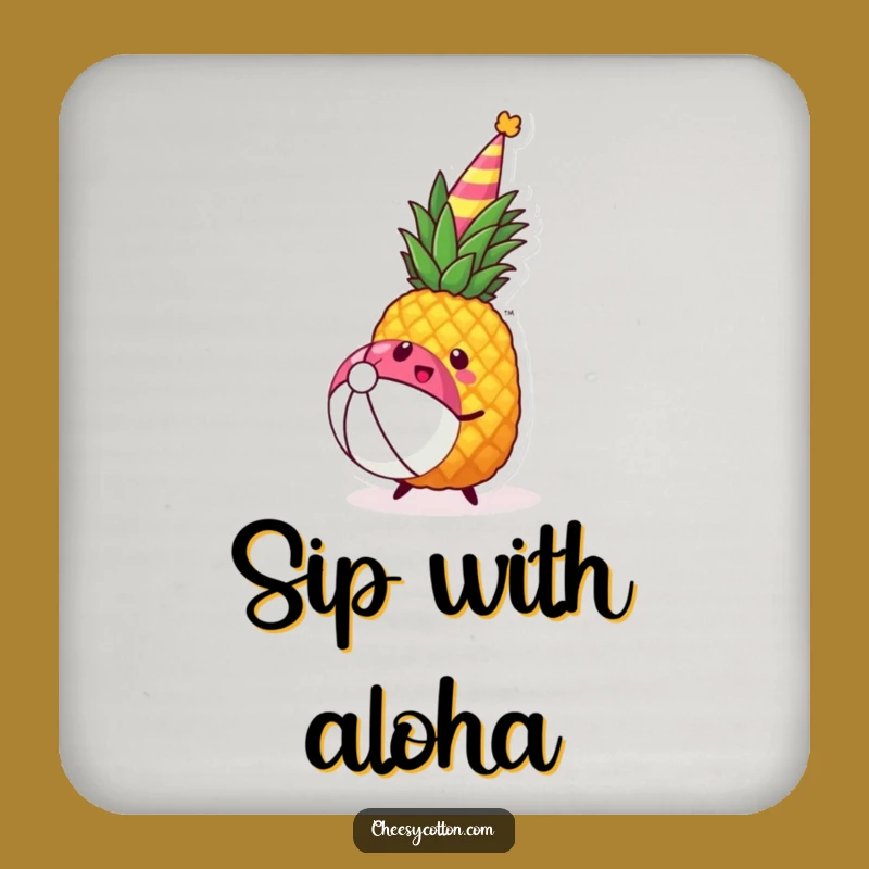 Funny Kawaii Pineapple Beach Coaster: Hilarious Gift for Tropical Table Protection