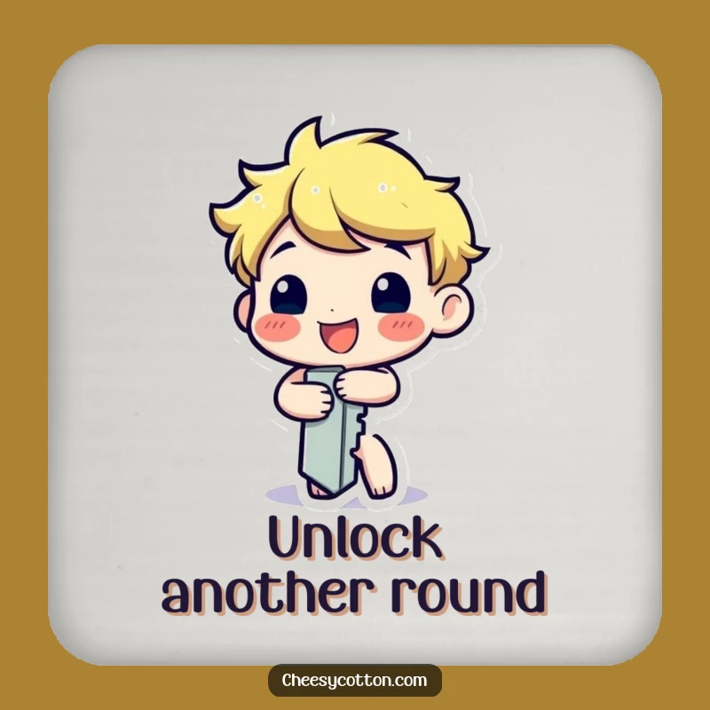 Funny Key Drink Coaster: Unlock Surface Protection with Cheerful Character