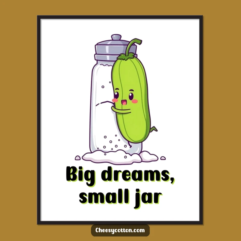 Funny Pickle Climb Poster: Hilarious Character Art for Wall Decor